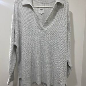 Aerie Cozy Up Waffle Sweater Grey Size Small